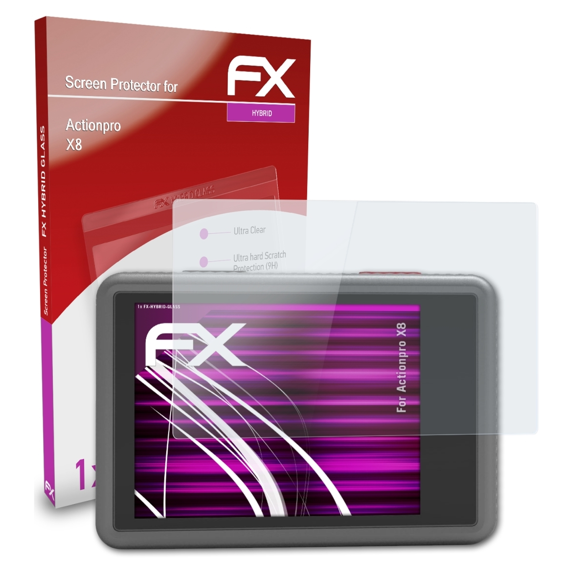 ATFOLIX FX-Hybrid-Glass Schutzglas(für Actionpro X8)