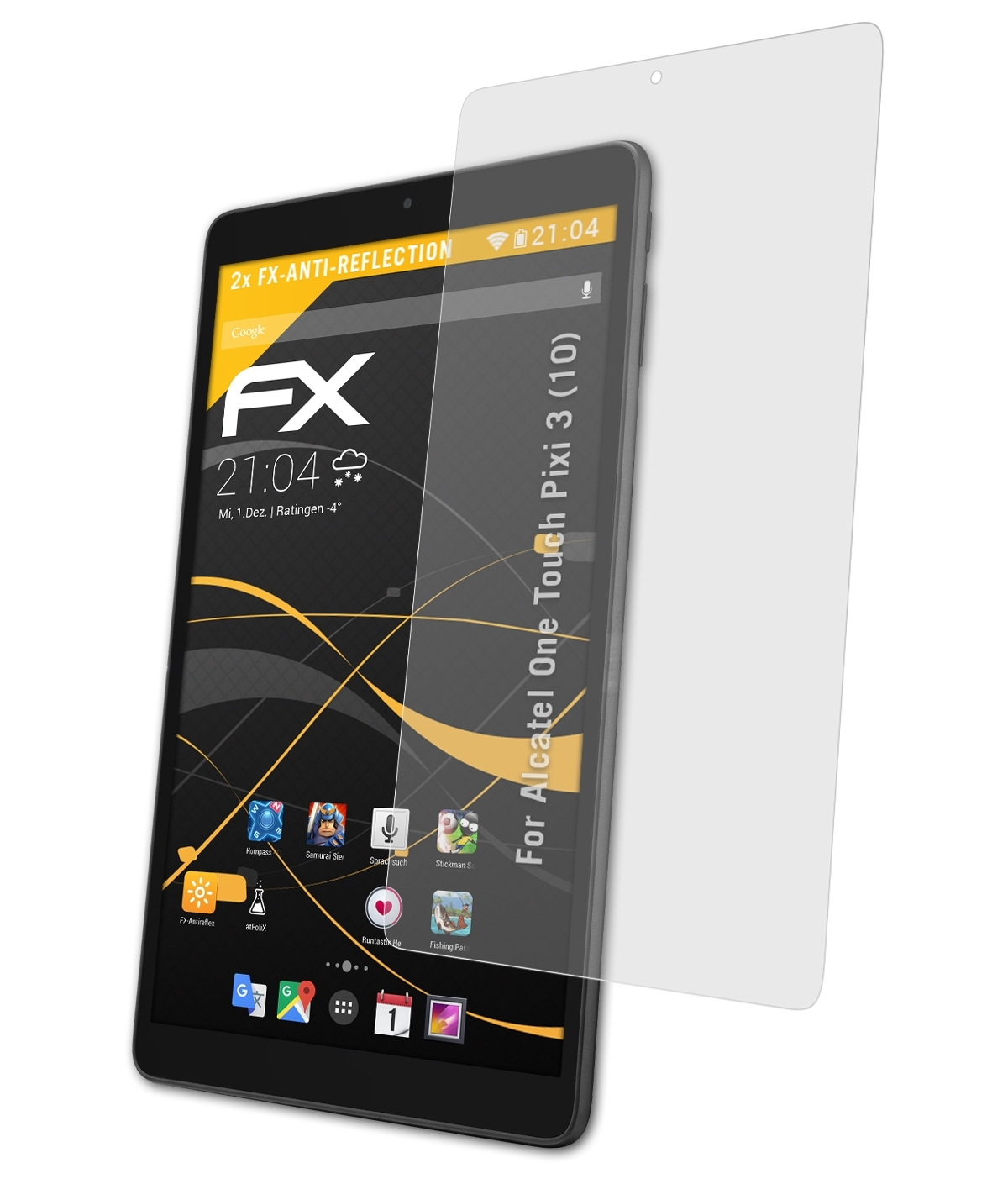 Touch One FX-Antireflex 2x Alcatel ATFOLIX Displayschutz(für Pixi 3 (10))