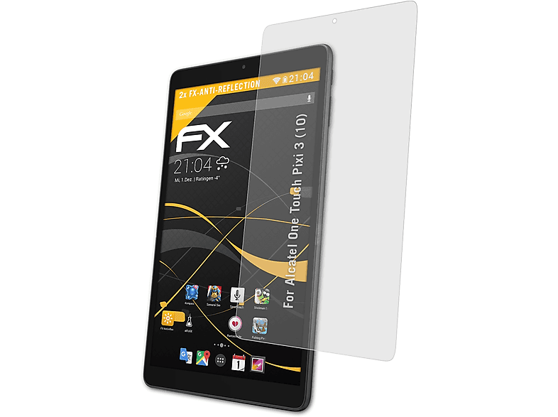 ATFOLIX 2x FX-Antireflex Displayschutz(für Alcatel One Touch Pixi 3 (10))