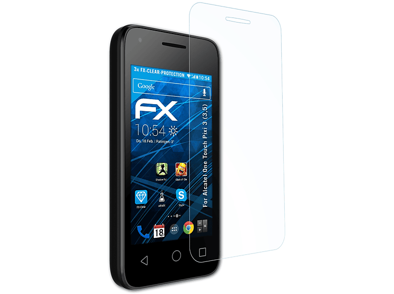ATFOLIX Touch Displayschutz(für 3 Pixi 3x FX-Clear (3,5)) One Alcatel