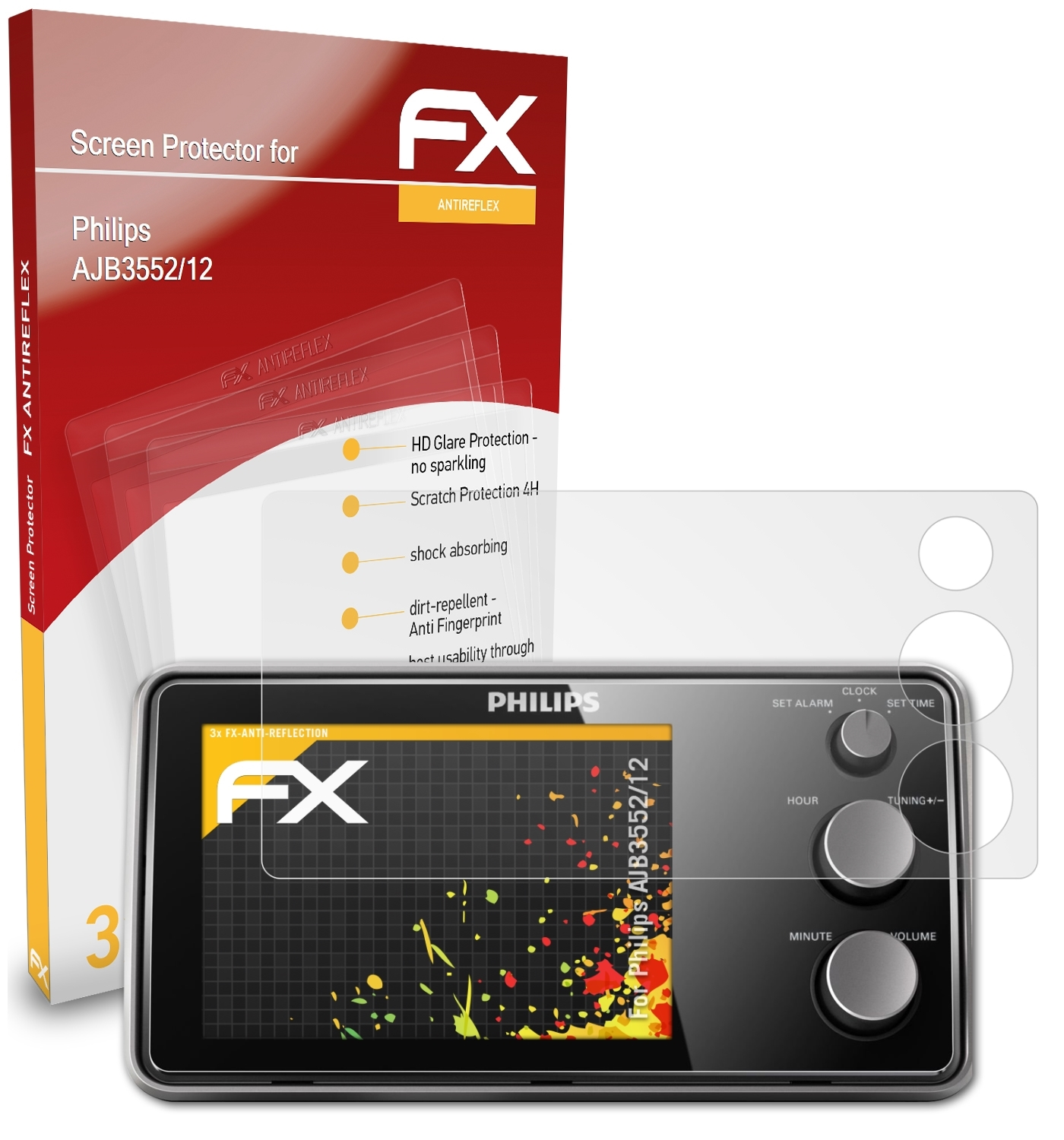 Displayschutz(für 3x ATFOLIX AJB3552/12) FX-Antireflex Philips