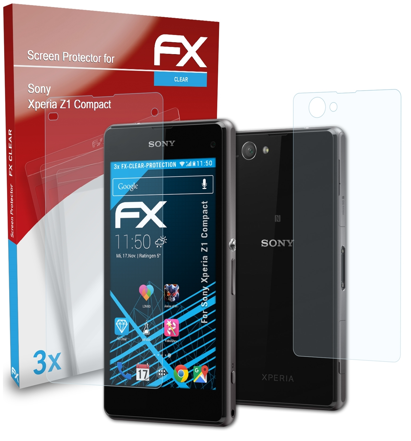Compact) ATFOLIX Xperia Displayschutz(für 3x Z1 FX-Clear Sony