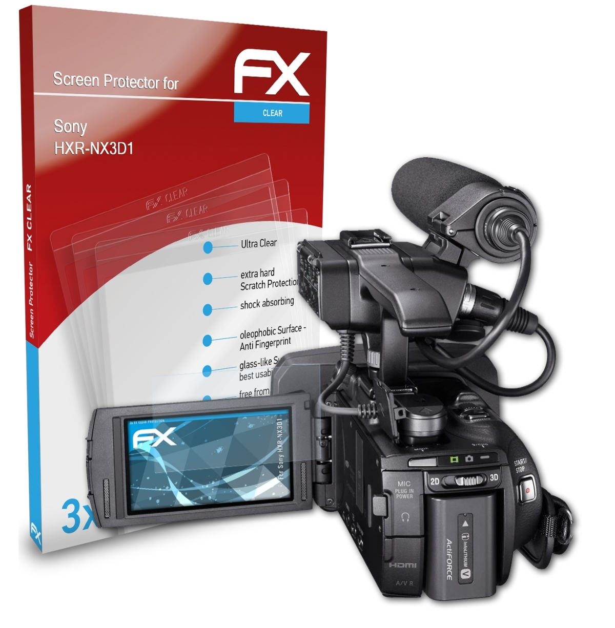 ATFOLIX Displayschutz(für Sony HXR-NX3D1) 3x FX-Clear