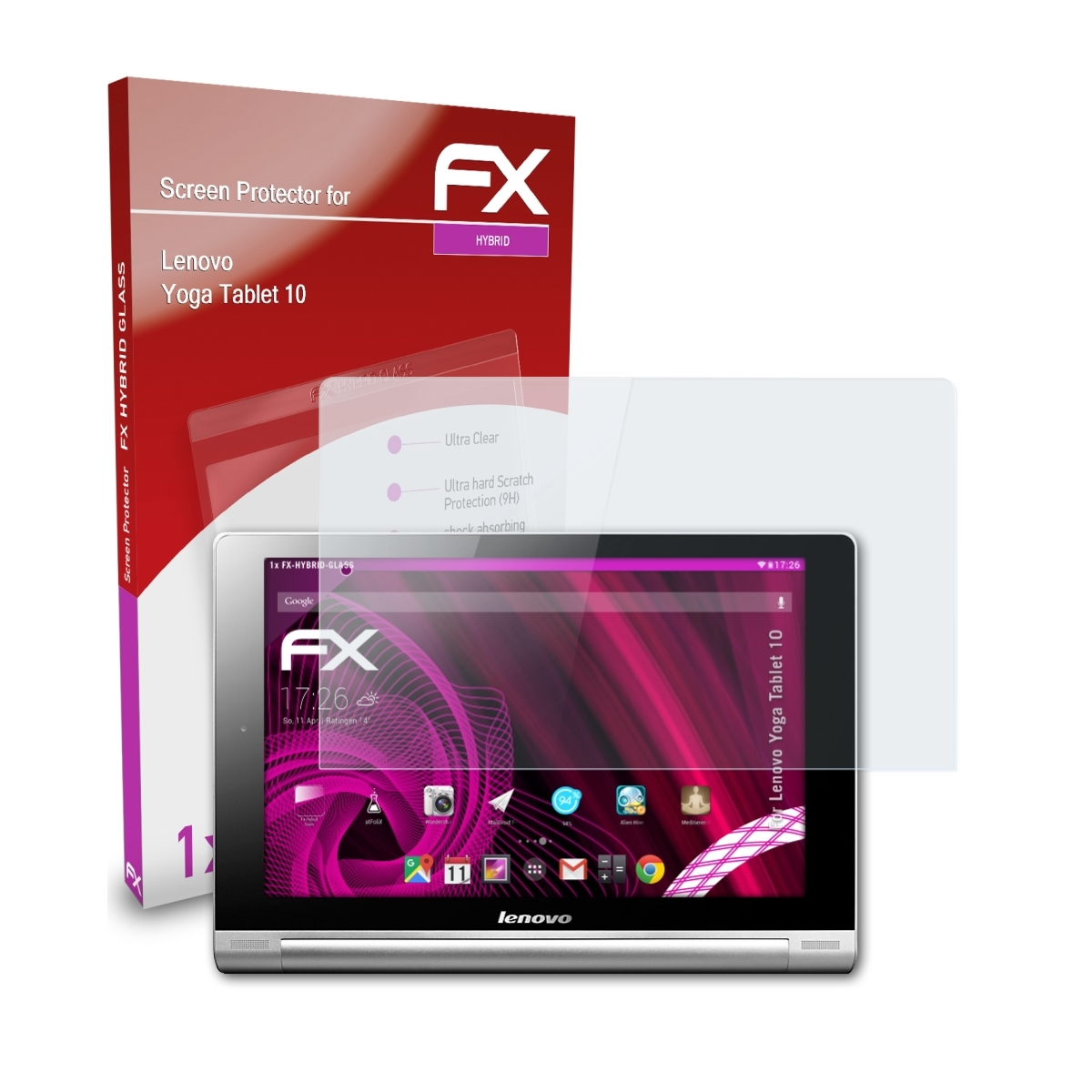 ATFOLIX FX-Hybrid-Glass Schutzglas(für Lenovo 10) Tablet Yoga