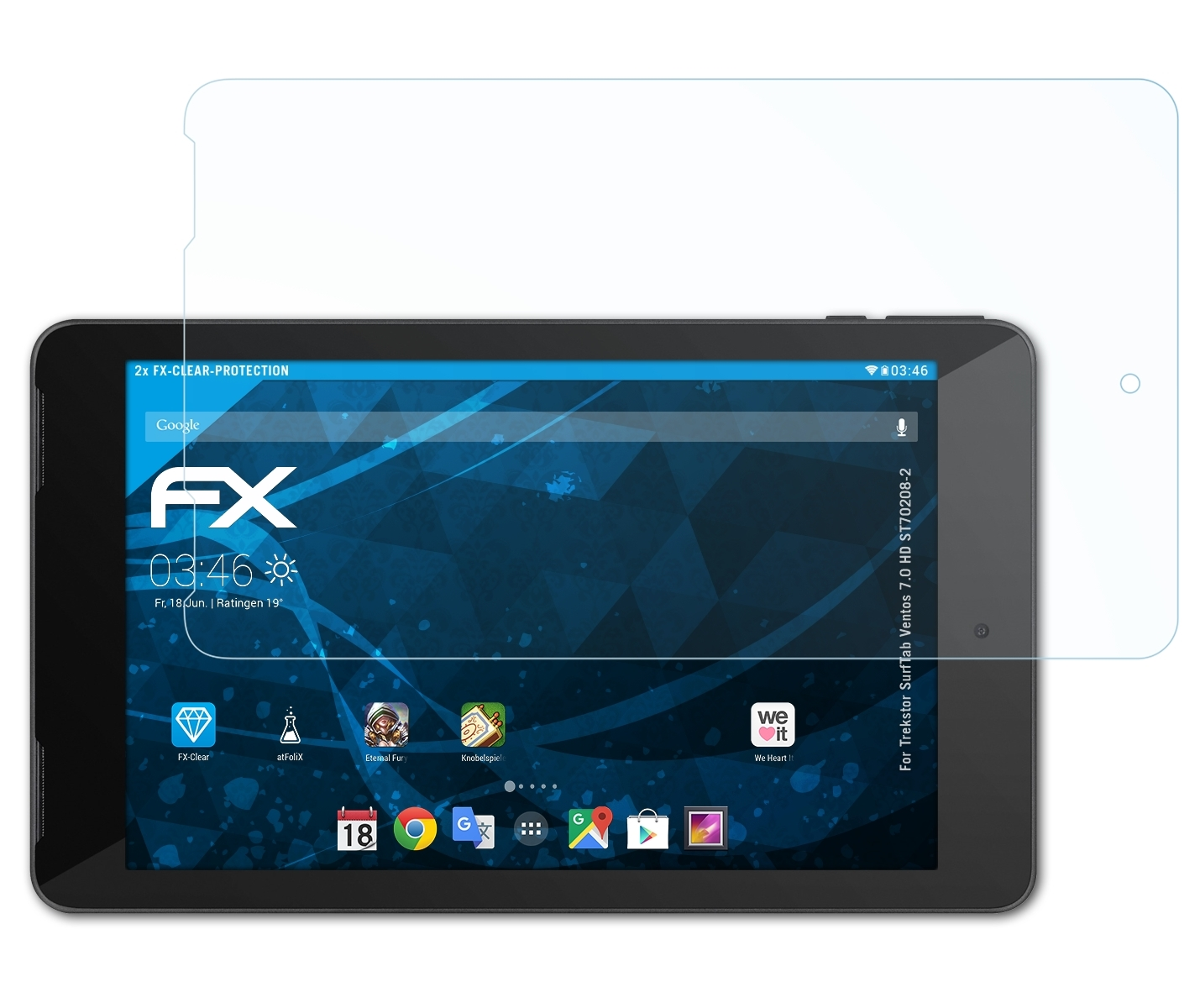 ATFOLIX 2x Displayschutz(für FX-Clear (ST70208-2)) SurfTab Trekstor Ventos HD 7.0