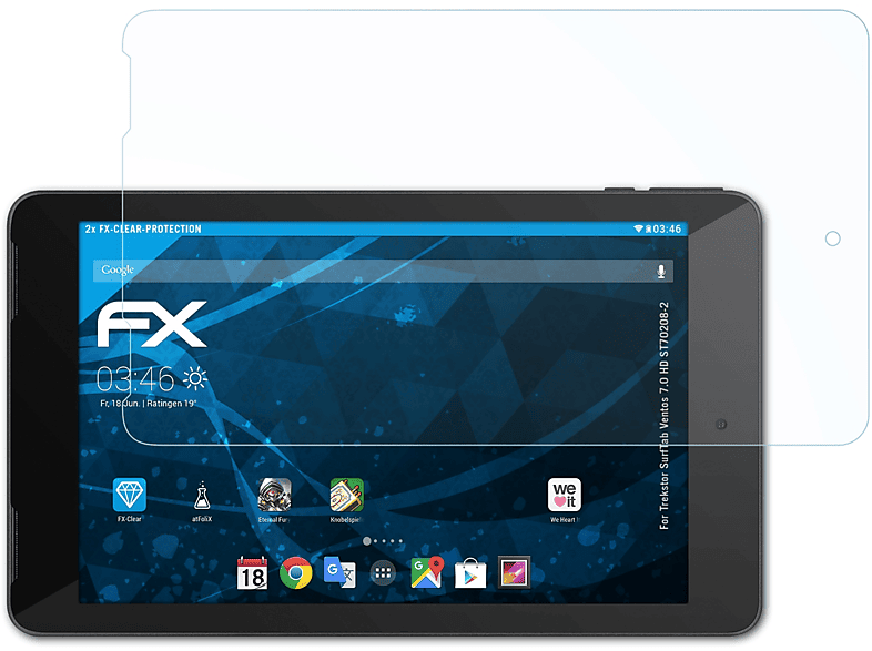 ATFOLIX 2x Displayschutz(für FX-Clear (ST70208-2)) SurfTab Trekstor Ventos HD 7.0