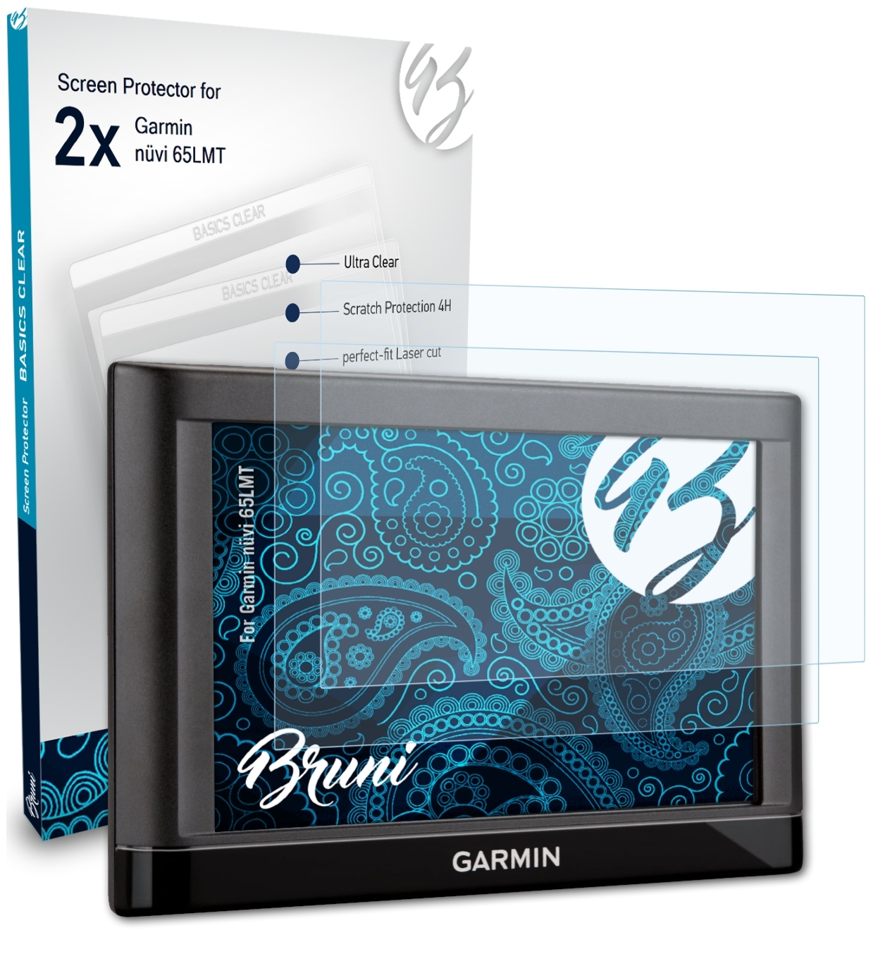 Schutzfolie(für nüvi BRUNI 2x Basics-Clear Garmin 65LMT)