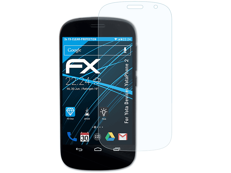 ATFOLIX 3x FX-Clear Displayschutz(für Yota Devices YotaPhone 2)