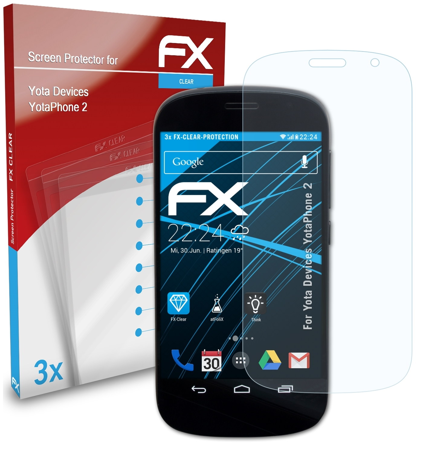 ATFOLIX 3x FX-Clear Displayschutz(für Yota Devices 2) YotaPhone