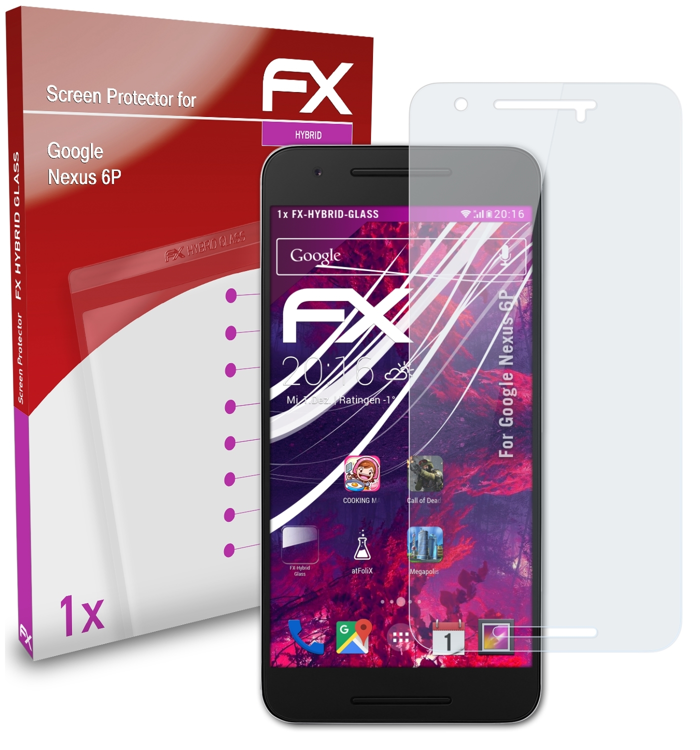 ATFOLIX FX-Hybrid-Glass Schutzglas(für Google Nexus 6P)