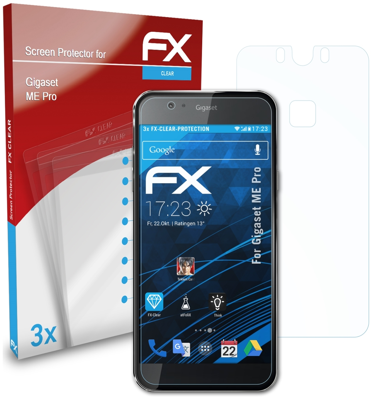 Gigaset ME Pro) FX-Clear 3x ATFOLIX Displayschutz(für