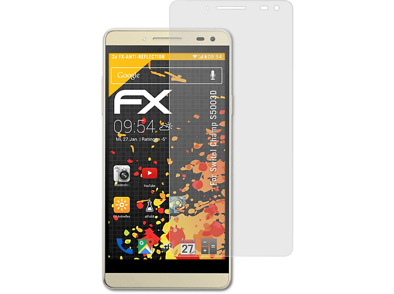 ATFOLIX 3x FX-Antireflex Displayschutz(für Switel Champ S5003D)