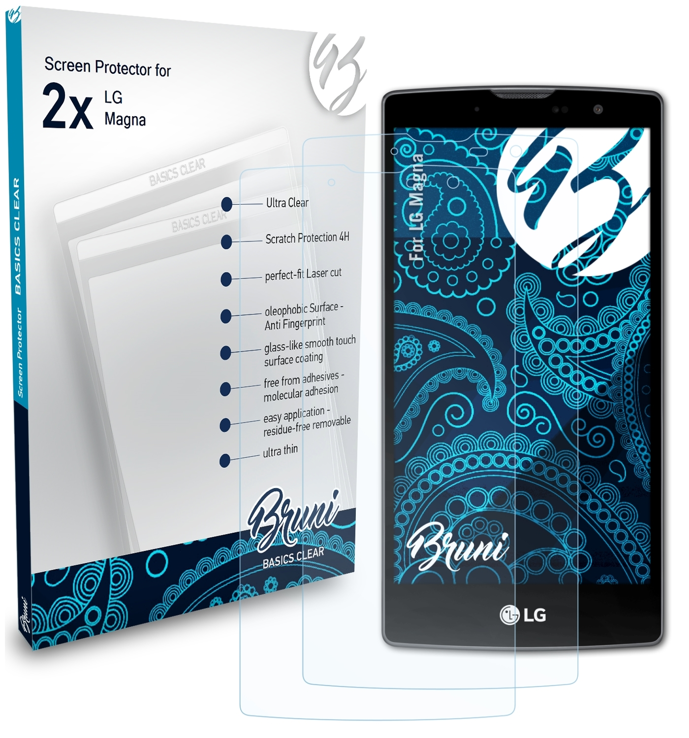 2x LG Magna) Basics-Clear BRUNI Schutzfolie(für
