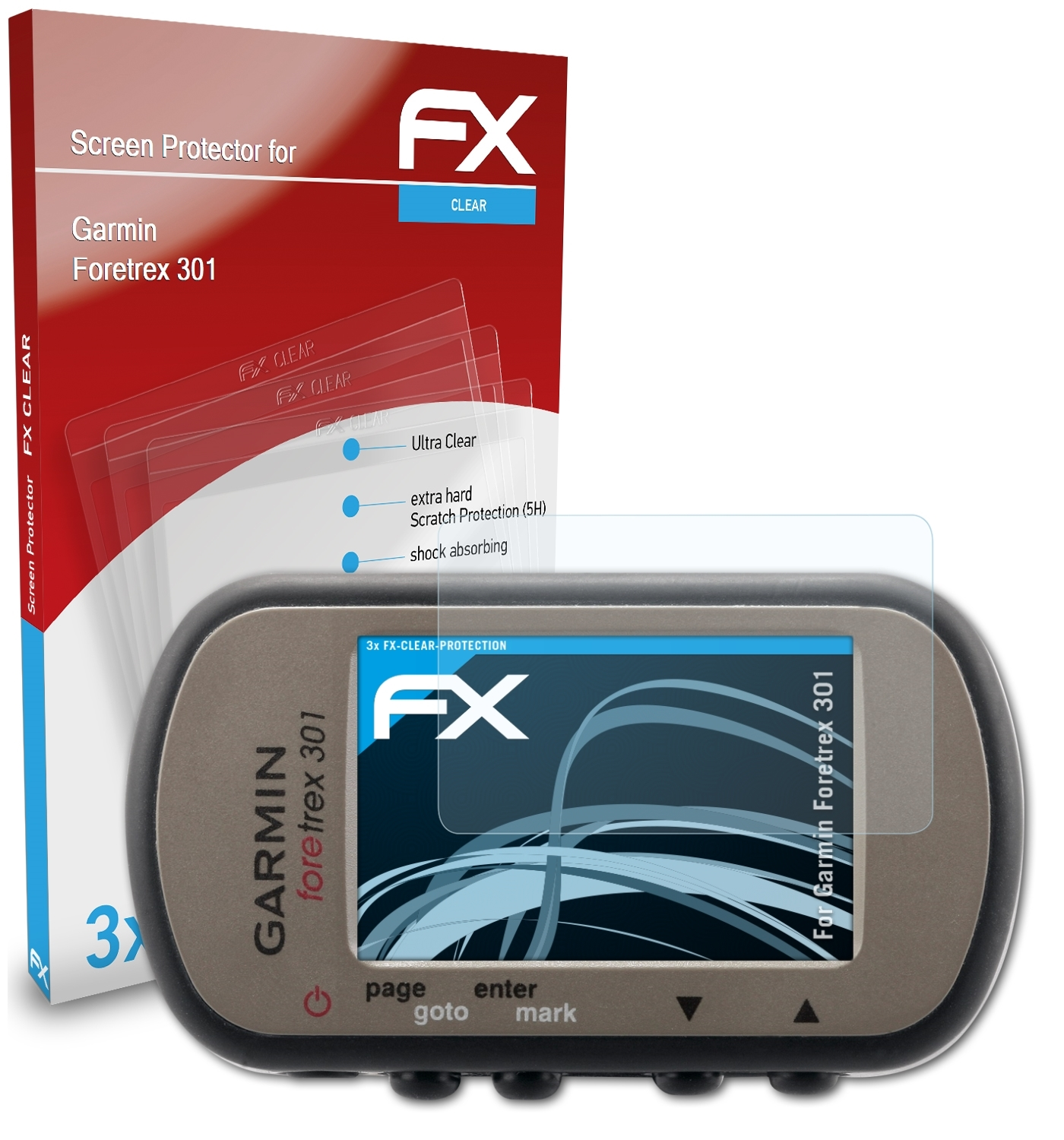 ATFOLIX 3x FX-Clear Displayschutz(für Garmin 301) Foretrex