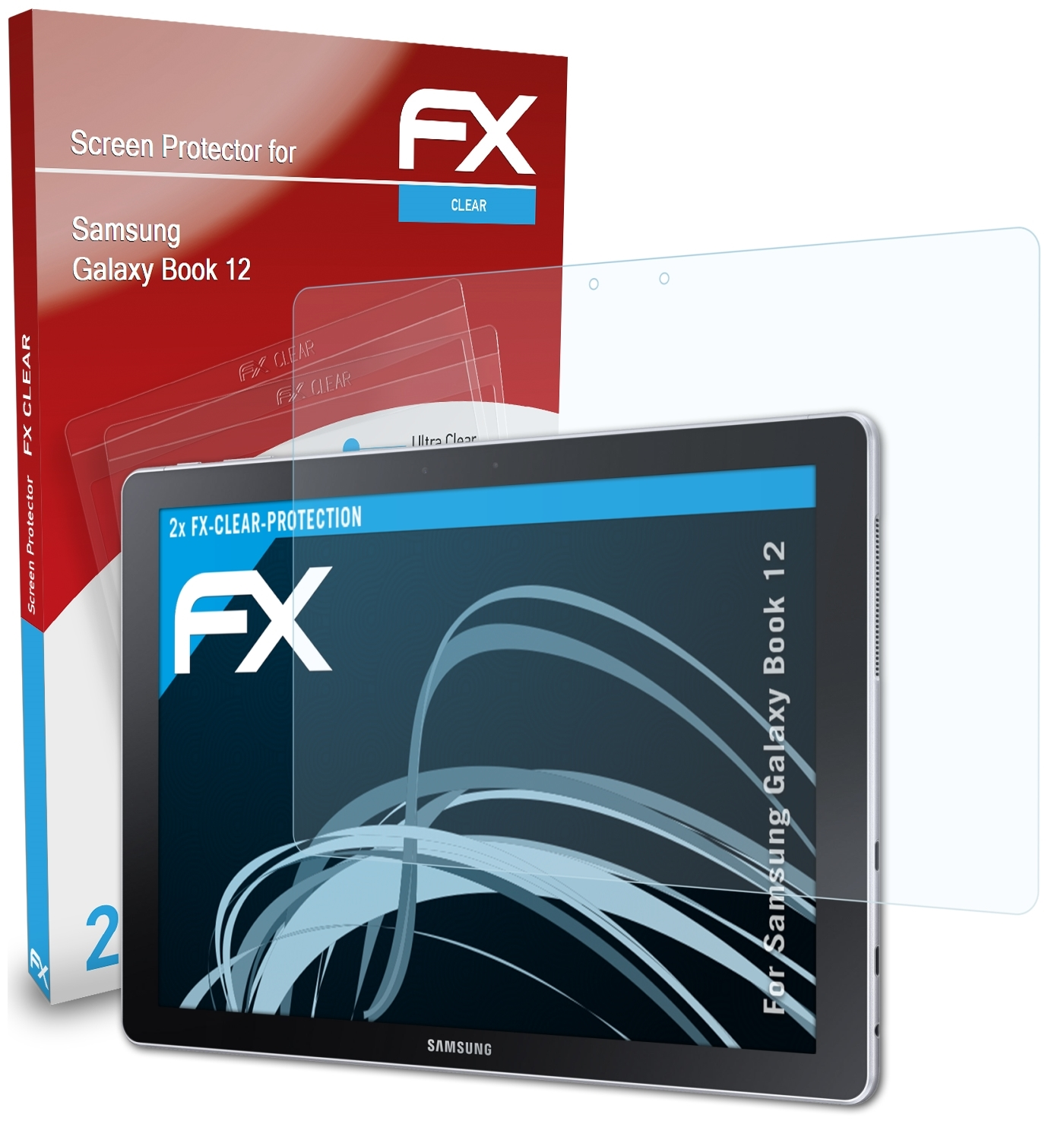 ATFOLIX 2x FX-Clear Samsung Book Displayschutz(für 12) Galaxy