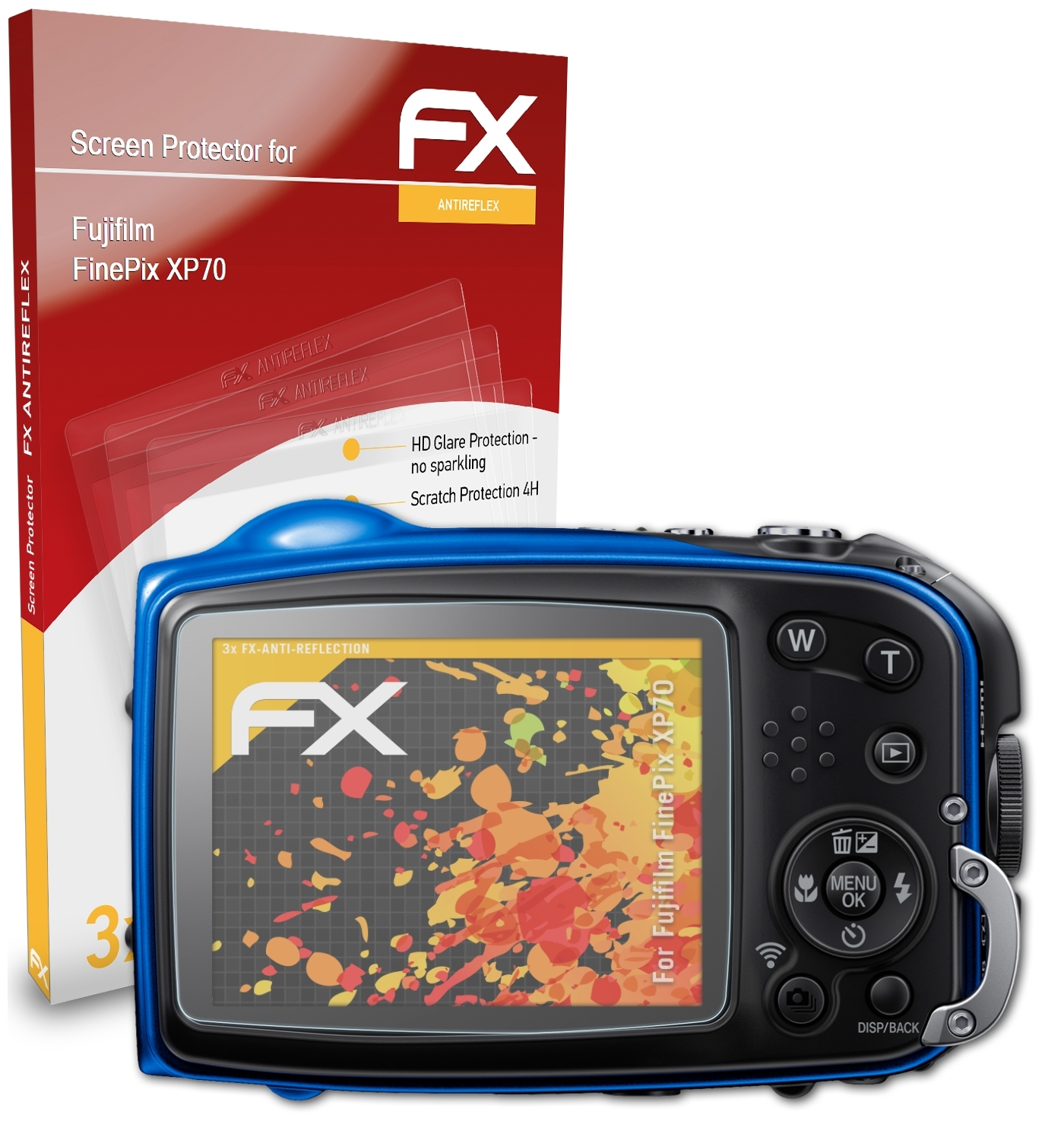 Displayschutz(für Fujifilm XP70) FX-Antireflex ATFOLIX FinePix 3x