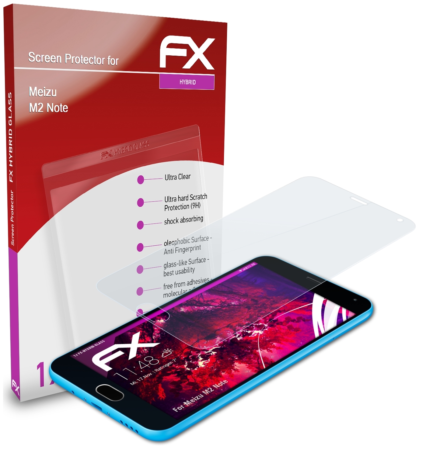 ATFOLIX FX-Hybrid-Glass Schutzglas(für Meizu Note) M2