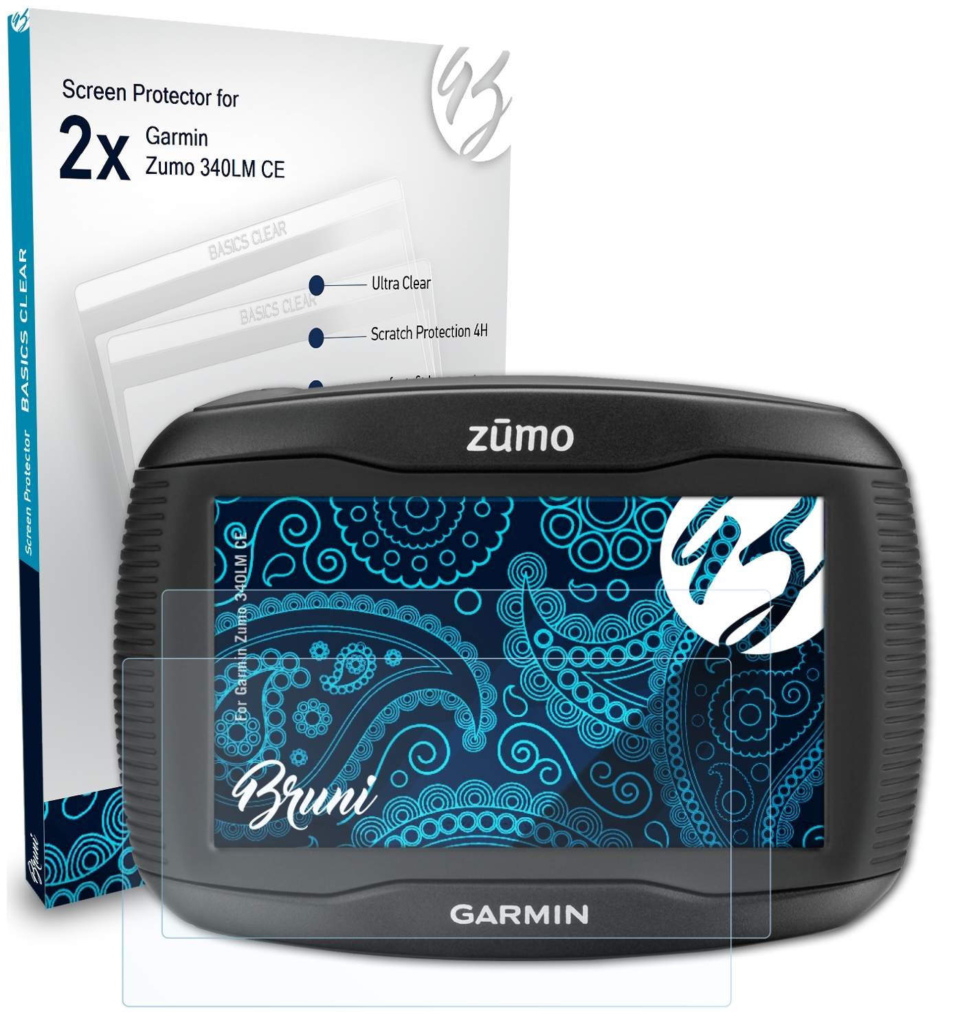 BRUNI 2x Basics-Clear Schutzfolie(für Garmin Zumo CE) 340LM