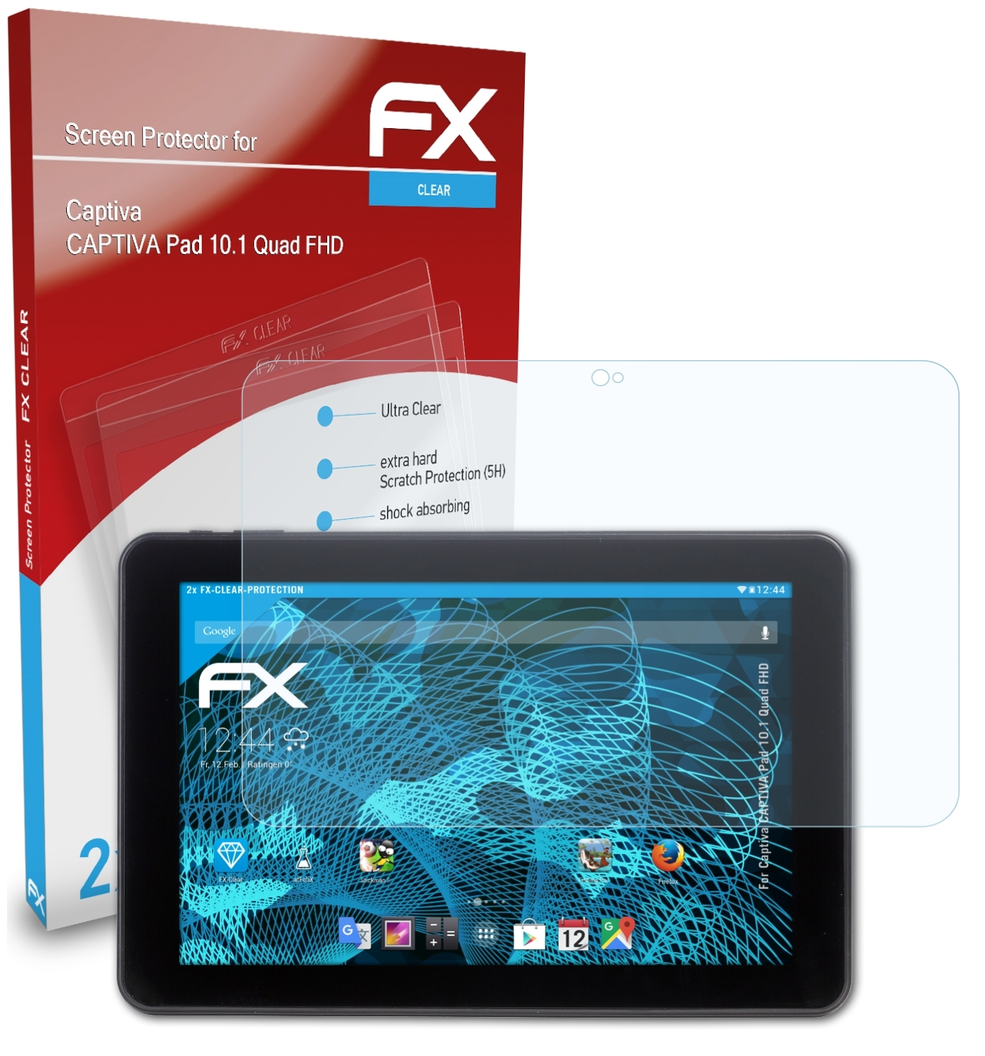 ATFOLIX 2x FX-Clear Displayschutz(für Captiva Pad 10.1 Quad FHD) CAPTIVA