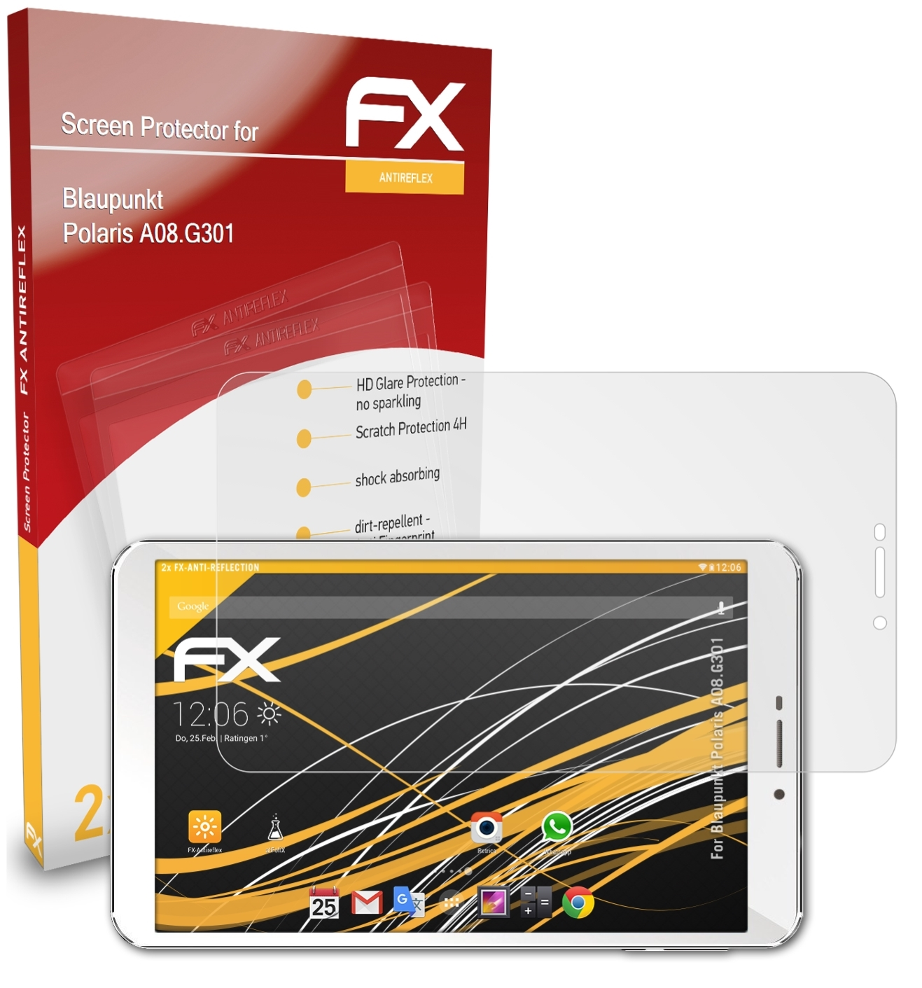 ATFOLIX Polaris FX-Antireflex A08.G301) 2x Displayschutz(für Blaupunkt