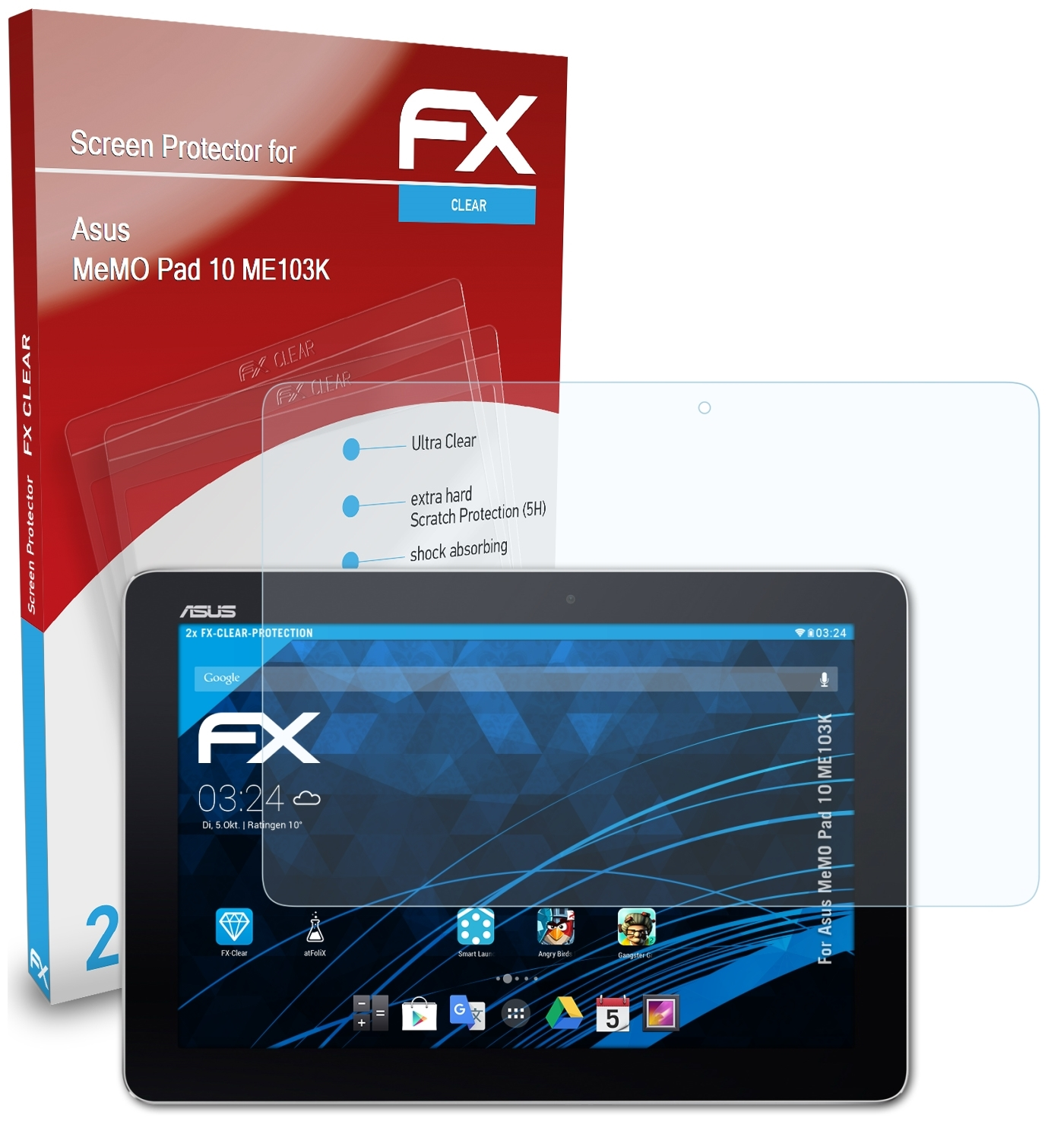 FX-Clear MeMO (ME103K)) 2x Displayschutz(für 10 Pad Asus ATFOLIX