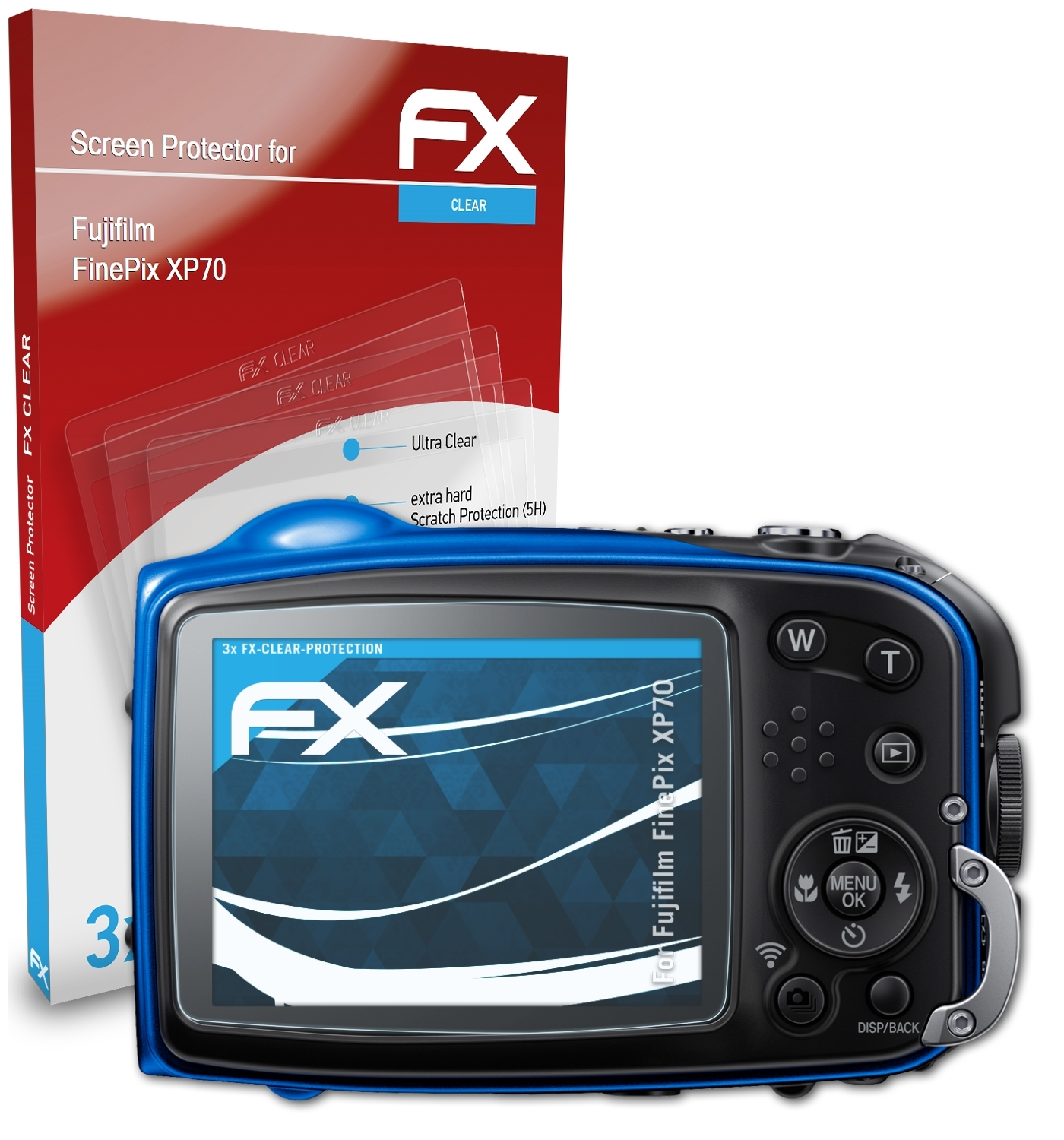 3x FX-Clear XP70) Fujifilm Displayschutz(für ATFOLIX FinePix
