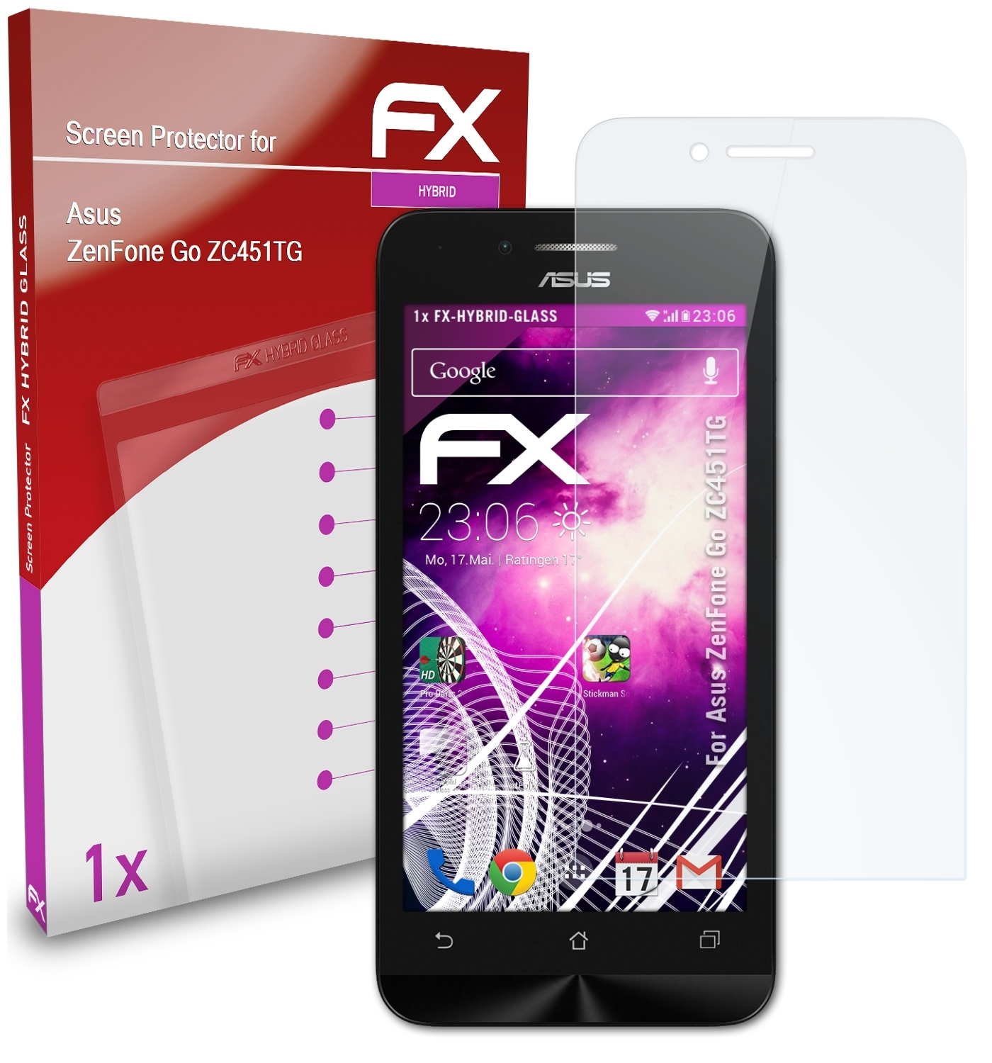 ATFOLIX FX-Hybrid-Glass Schutzglas(für Asus Go (ZC451TG)) ZenFone