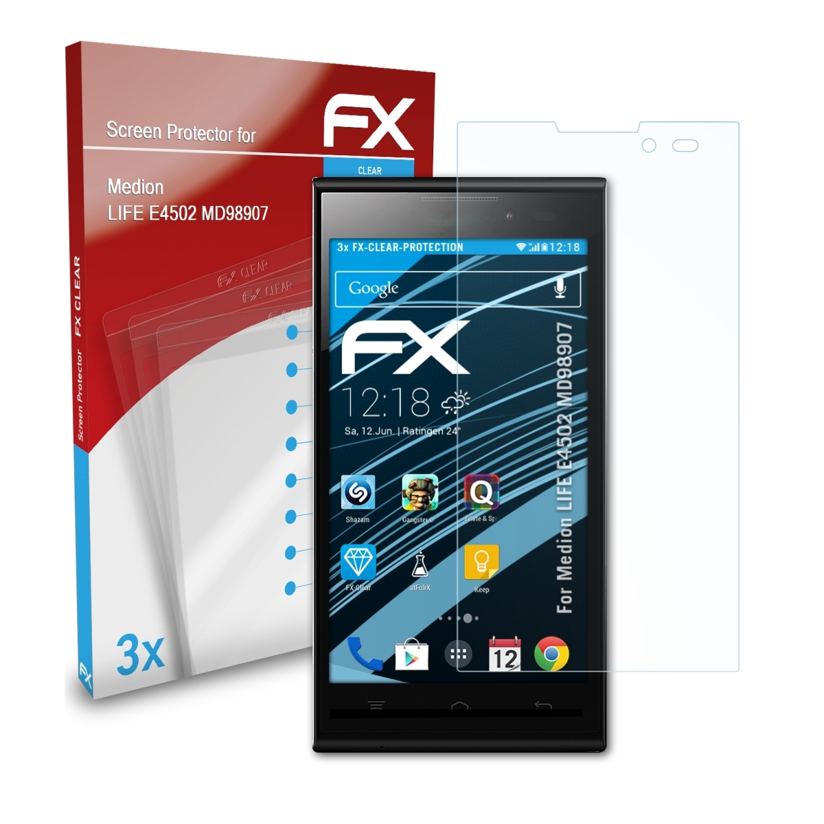 ATFOLIX 3x FX-Clear Displayschutz(für Medion LIFE (MD98907)) E4502