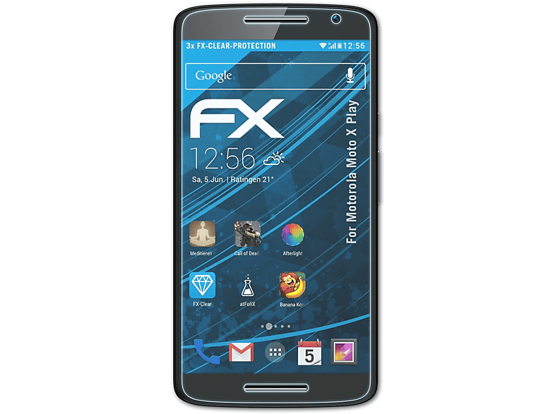 ATFOLIX 3x FX-Clear Displayschutz(für Motorola Moto X Play)