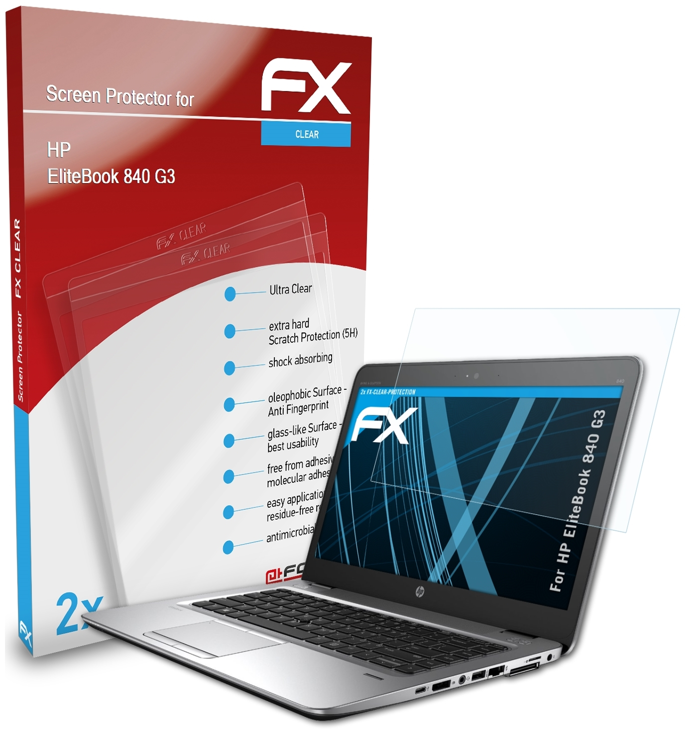 ATFOLIX EliteBook 840 G3) HP 2x FX-Clear Displayschutz(für