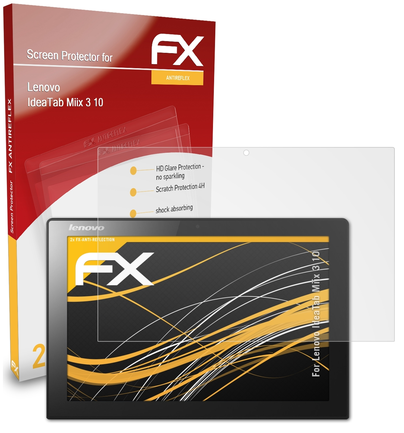 ATFOLIX IdeaTab Lenovo 10) 3 2x Displayschutz(für FX-Antireflex Miix