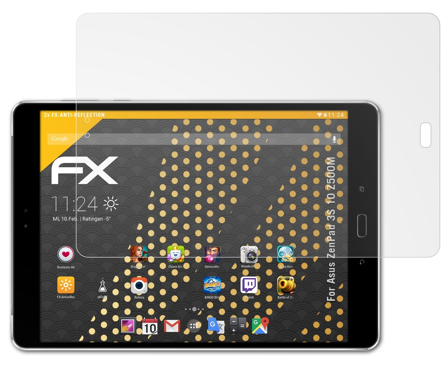 10 (Z500M)) Asus ZenPad FX-Antireflex 3S ATFOLIX 2x Displayschutz(für