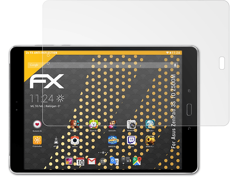 ATFOLIX 2x FX-Antireflex Displayschutz(für Asus ZenPad 3S 10 (Z500M))
