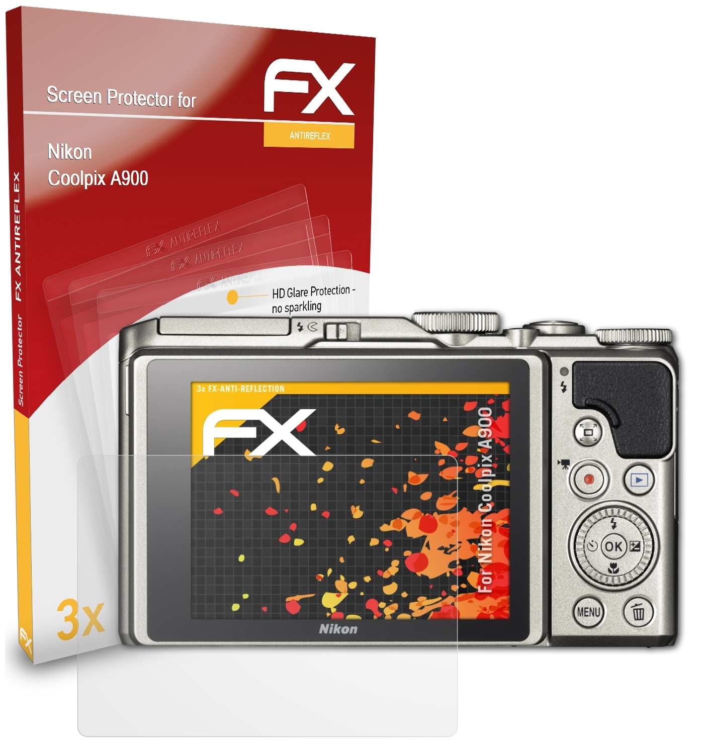 ATFOLIX 3x FX-Antireflex Nikon A900) Coolpix Displayschutz(für