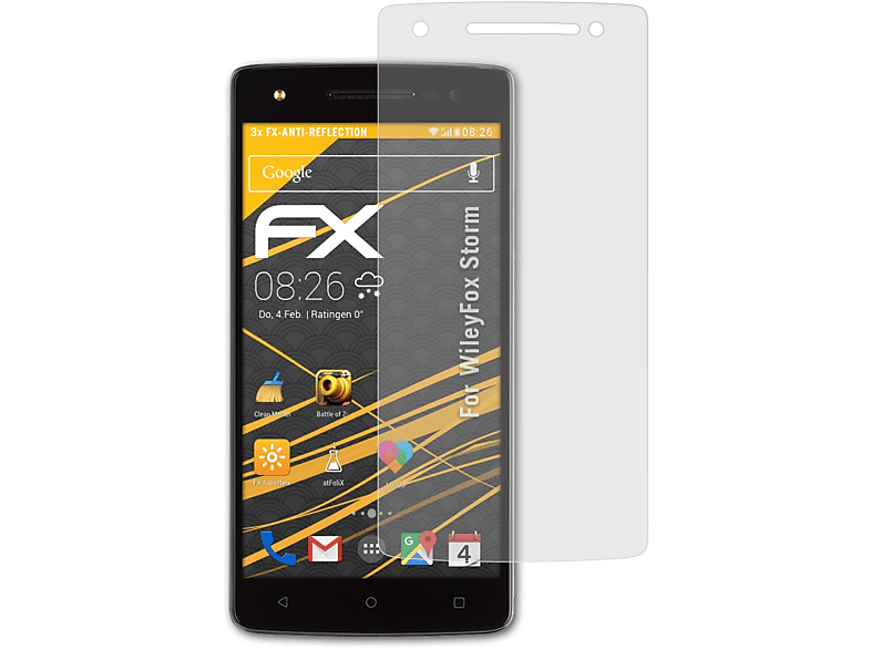 ATFOLIX 3x FX-Antireflex Displayschutz(für Storm) WileyFox