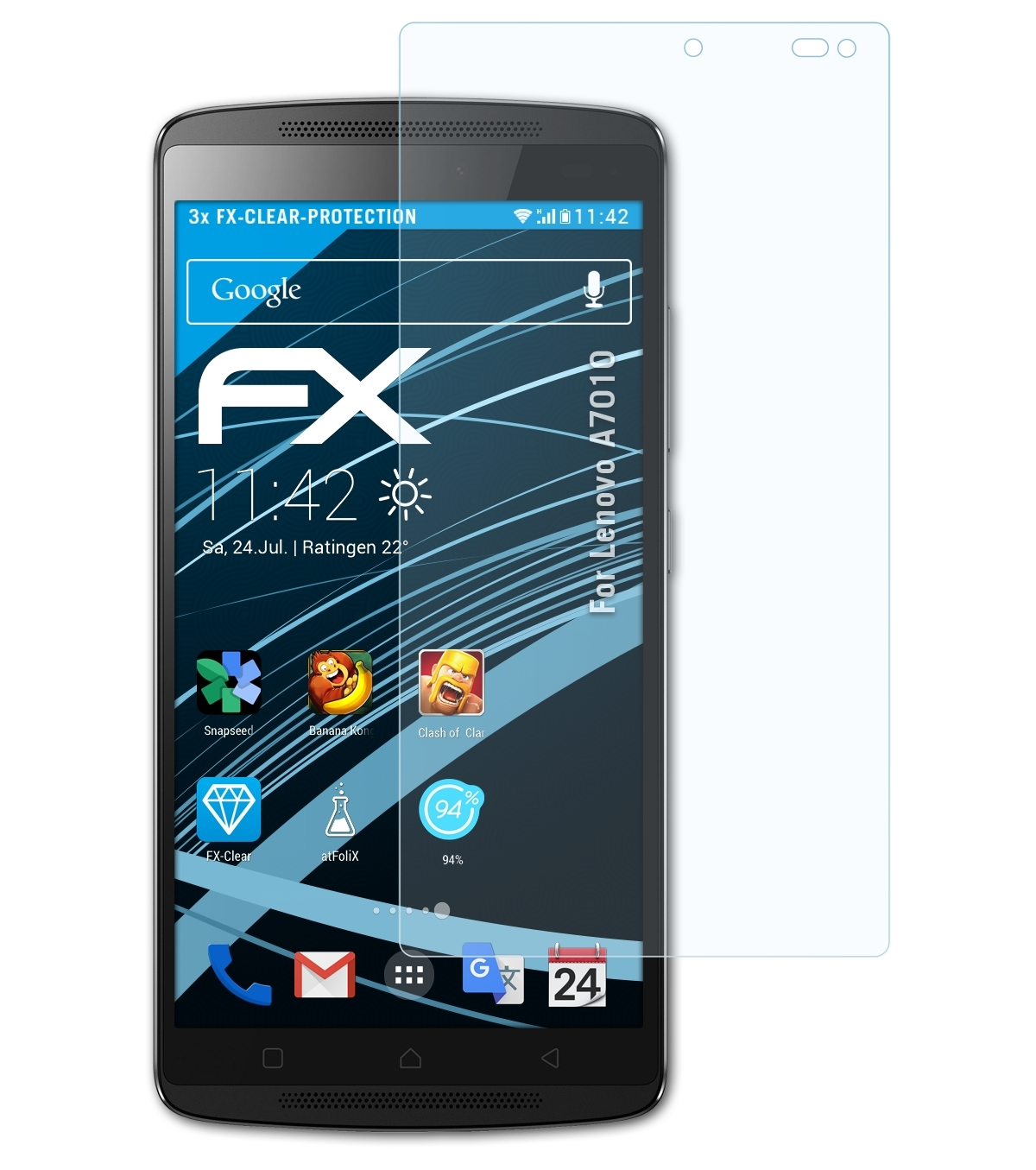 ATFOLIX 3x FX-Clear Lenovo A7010) Displayschutz(für