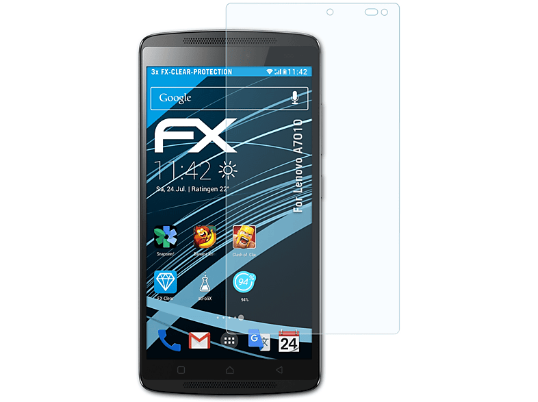 ATFOLIX 3x FX-Clear Lenovo A7010) Displayschutz(für