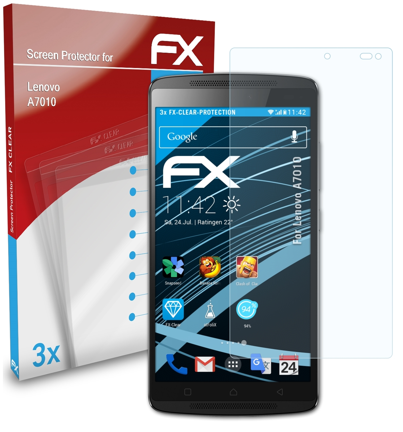 ATFOLIX 3x Lenovo FX-Clear A7010) Displayschutz(für