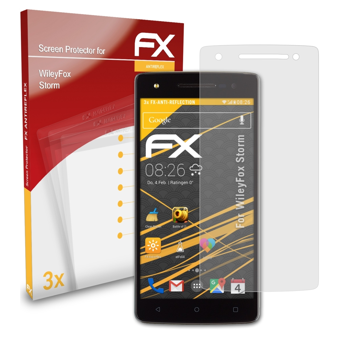 ATFOLIX 3x FX-Antireflex Displayschutz(für Storm) WileyFox