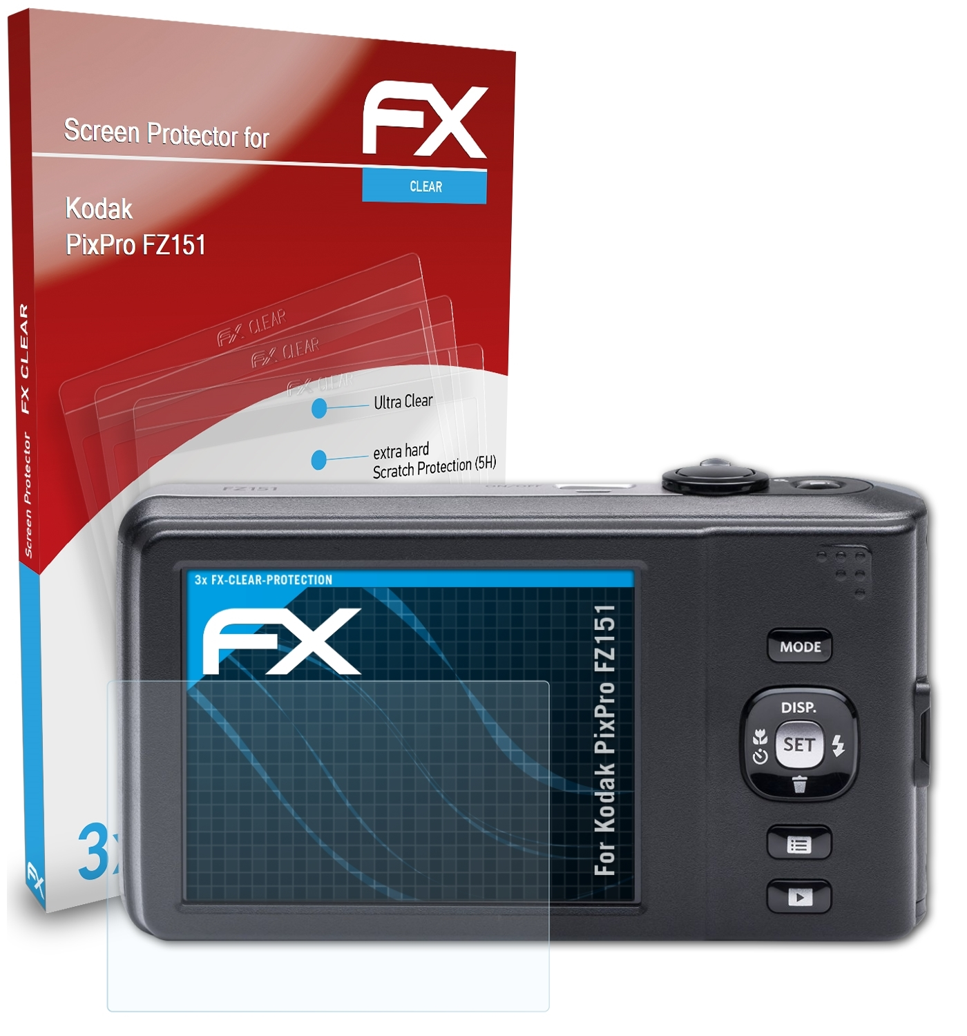 ATFOLIX 3x FX-Clear Displayschutz(für Kodak PixPro FZ151)