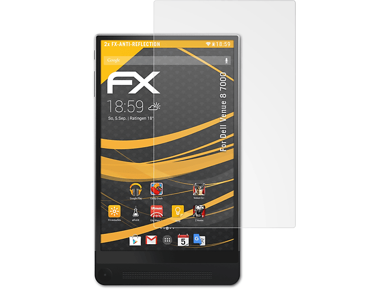 ATFOLIX 2x FX-Antireflex Displayschutz(für Dell Venue 8 7000)