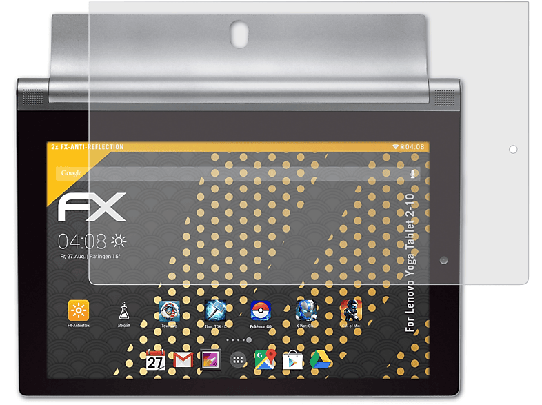2-10) 2x Displayschutz(für ATFOLIX FX-Antireflex Tablet Lenovo Yoga