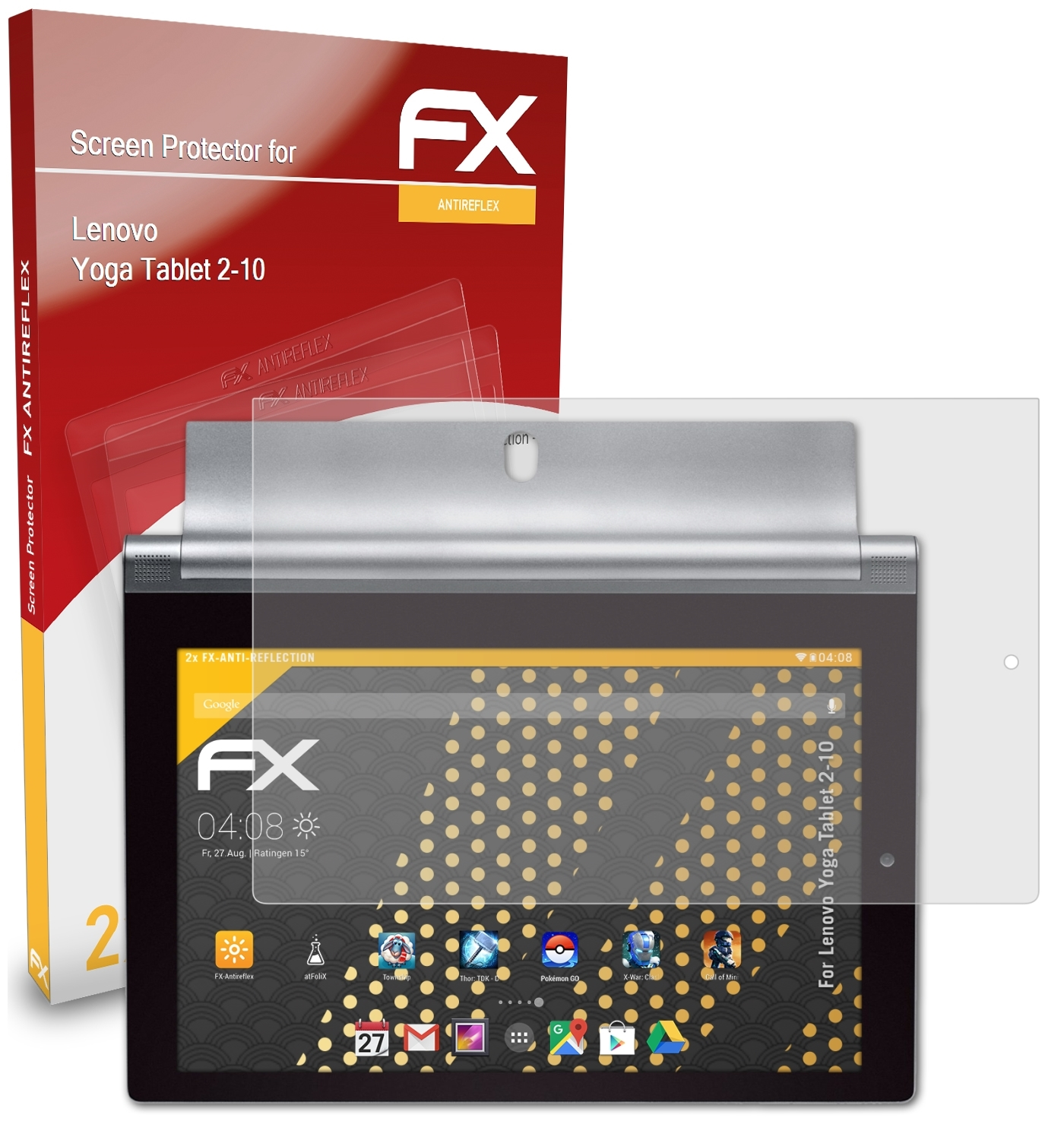 2-10) 2x Displayschutz(für ATFOLIX FX-Antireflex Tablet Lenovo Yoga