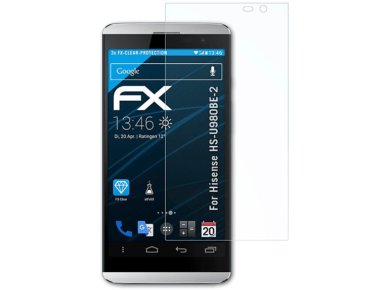ATFOLIX 3x FX-Clear Displayschutz(für HS-U980BE-2) Hisense