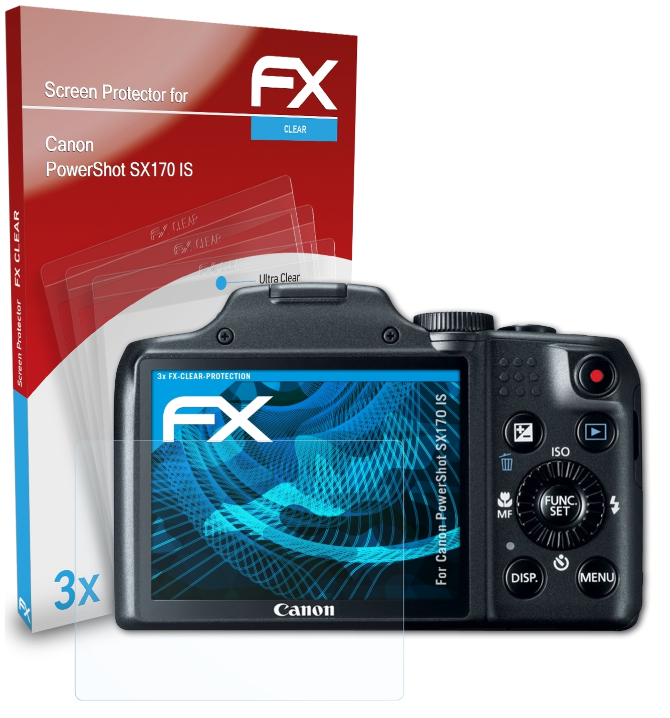 ATFOLIX 3x FX-Clear Displayschutz(für Canon PowerShot IS) SX170