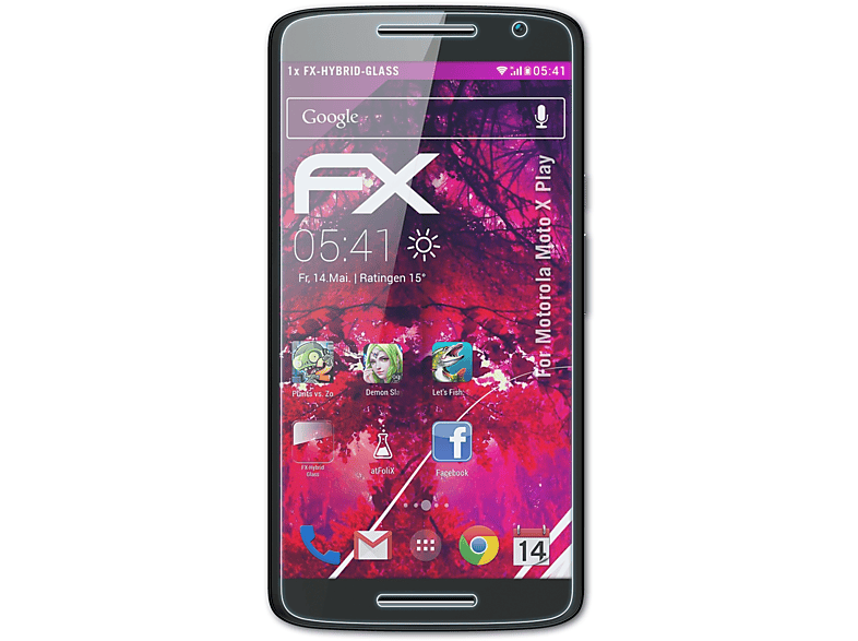 X ATFOLIX Motorola FX-Hybrid-Glass Schutzglas(für Moto Play)