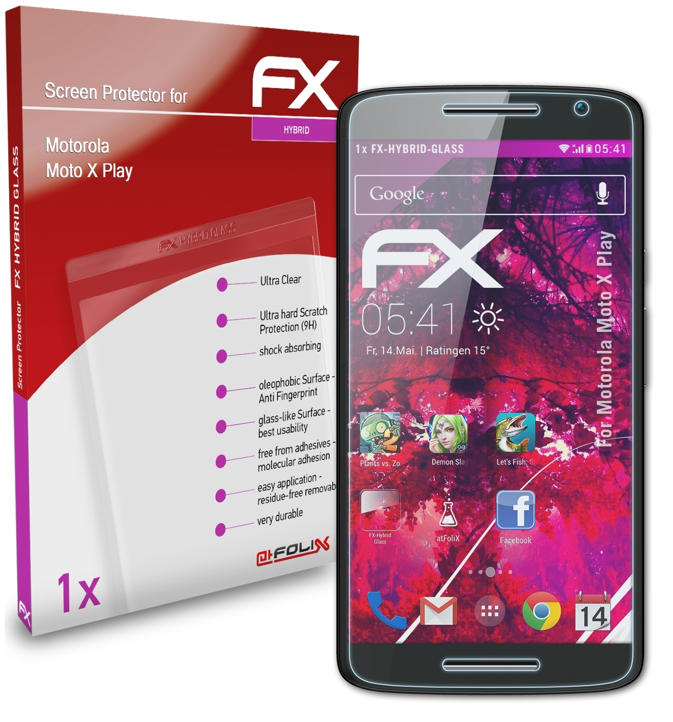 Moto X Play) Motorola FX-Hybrid-Glass ATFOLIX Schutzglas(für