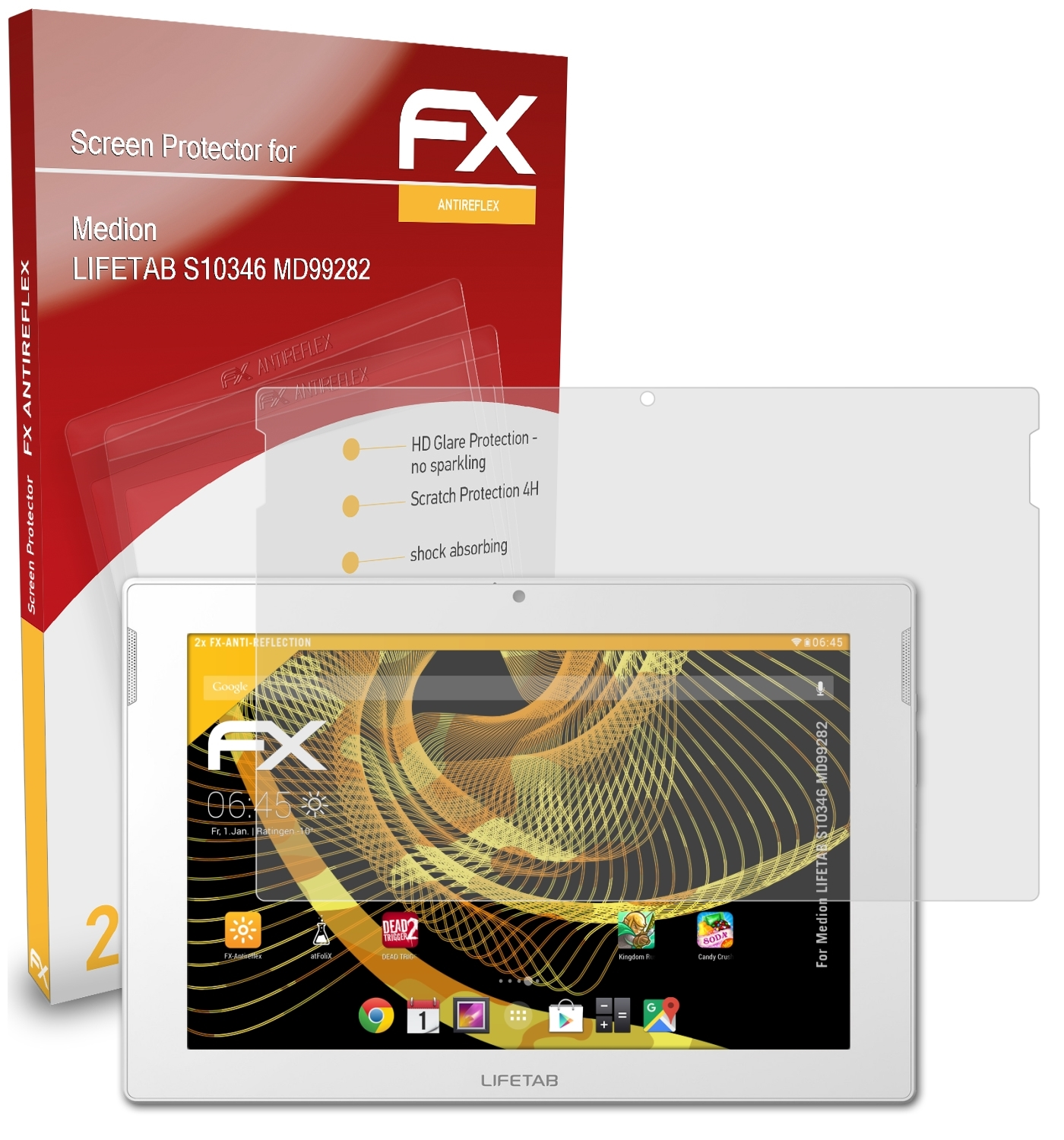 ATFOLIX LIFETAB (MD99282)) FX-Antireflex Medion S10346 Displayschutz(für 2x