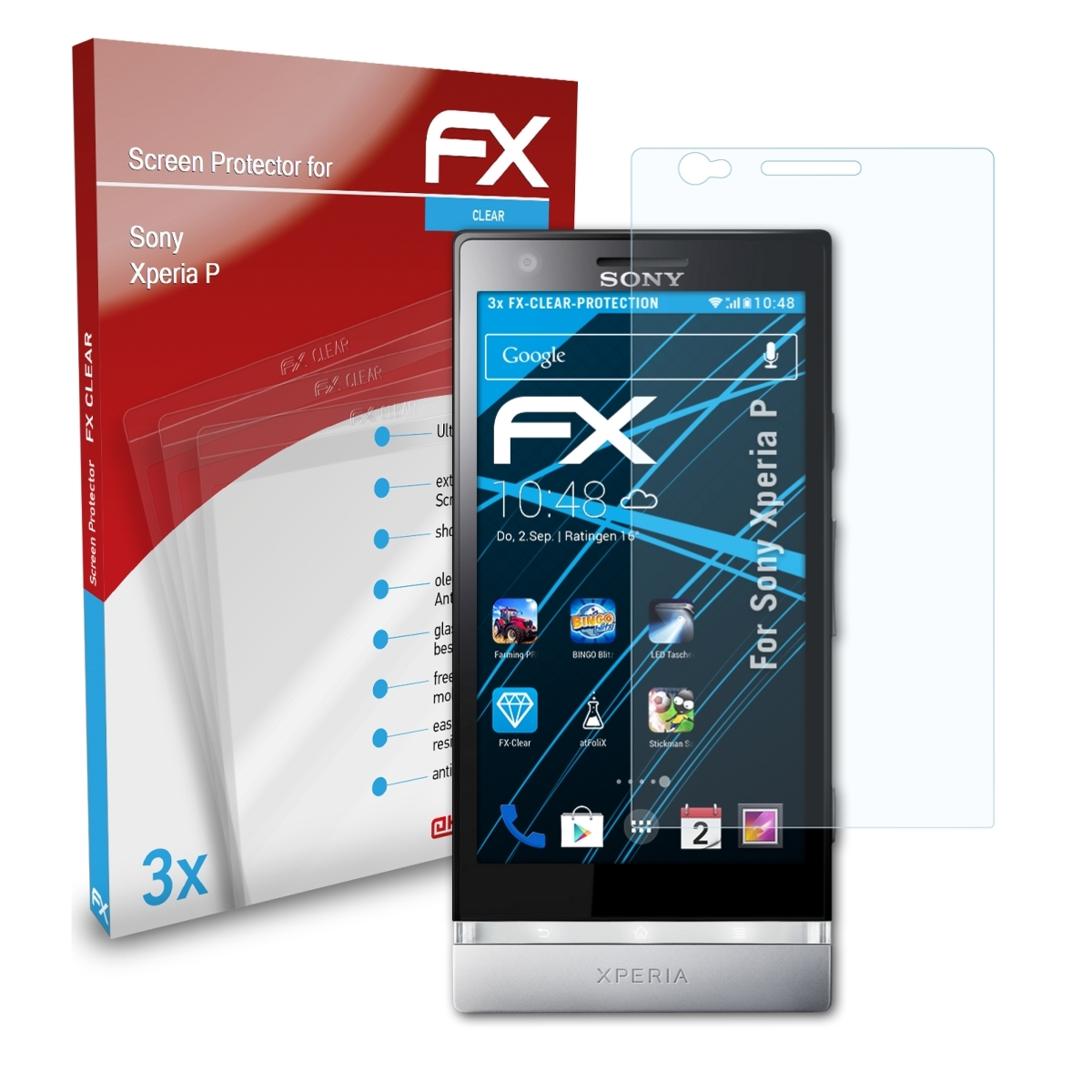 ATFOLIX 3x FX-Clear Displayschutz(für Xperia P) Sony
