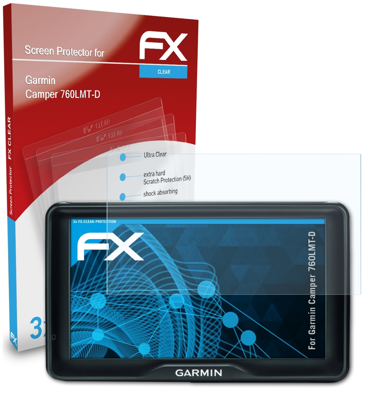 FX-Clear ATFOLIX Garmin 760LMT-D) Camper 3x Displayschutz(für